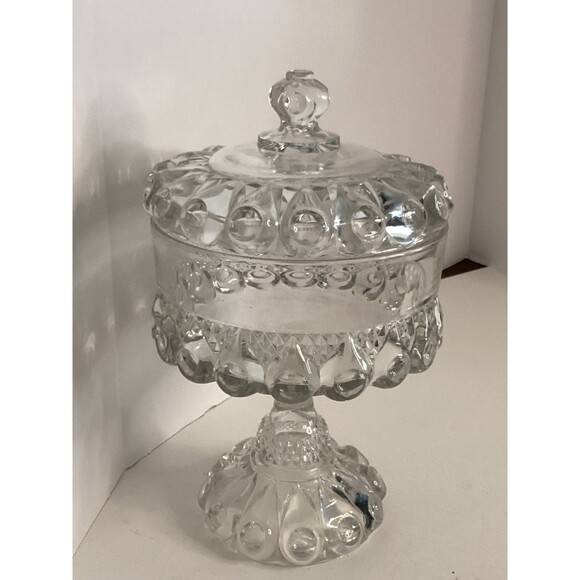 VTG EAPG Glass REVERSE TORPEDO Lidded Compote Bowl Dalzell Gilmore Leighton - Picture 1 of 4